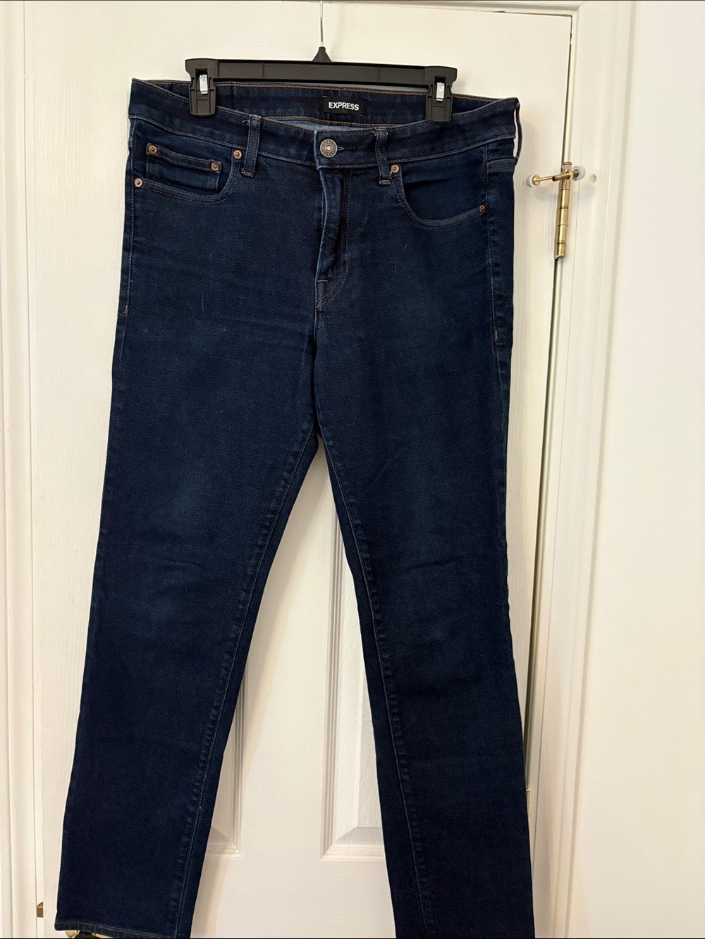 Express men’s Slim Straight Jeans in Dark Navy Blue